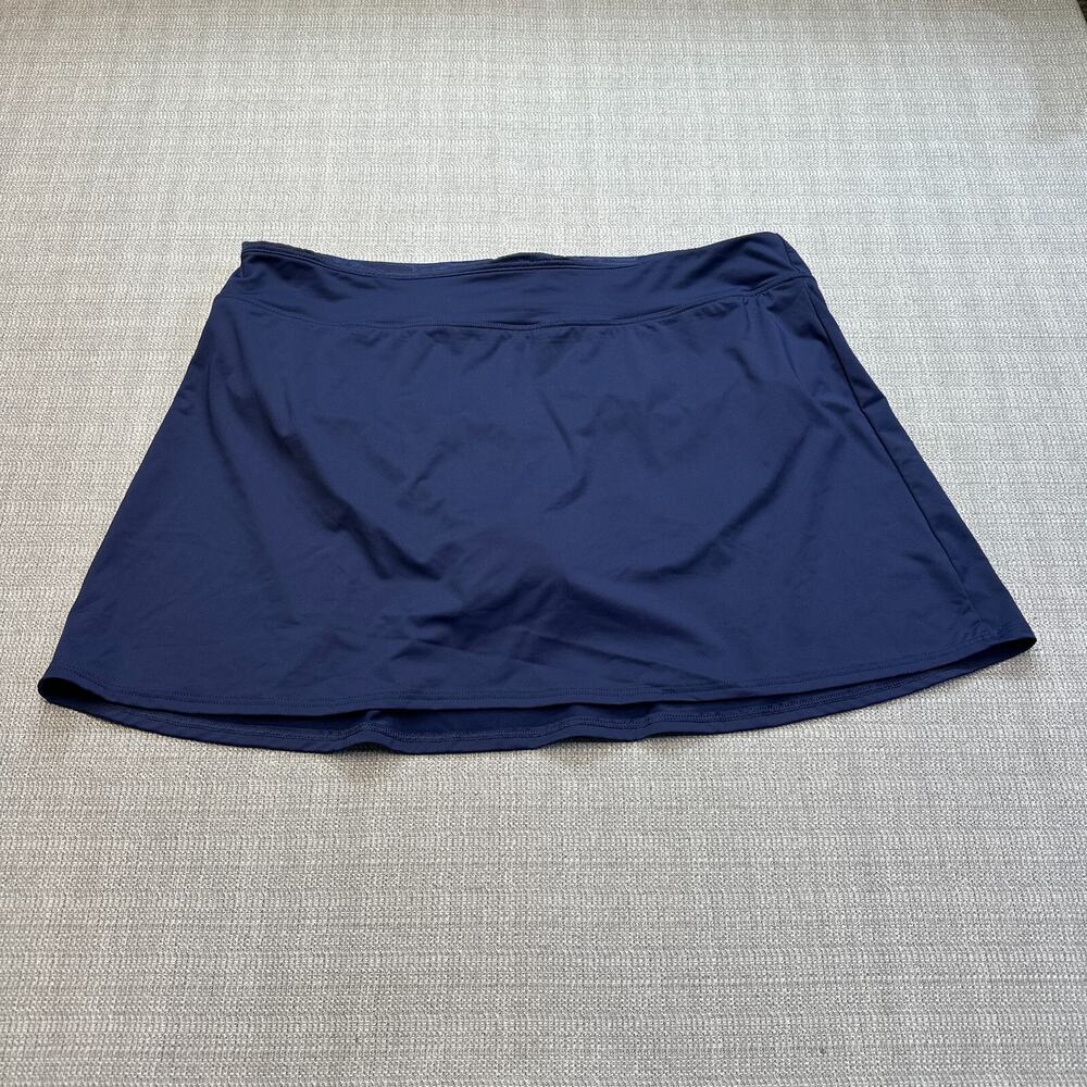 Lands End Swimsuit Bottom Blue 18 Skirt Elastic‎ Waist Flare Hem